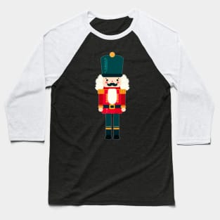 Red and Green Christmas Nutcracker Toy Soldier Graphic Art Baseball T-Shirt